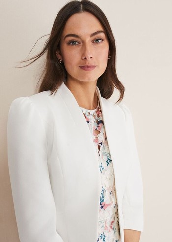 Phase Eight Isabella Bow Jackets White USA | 4085276-PI